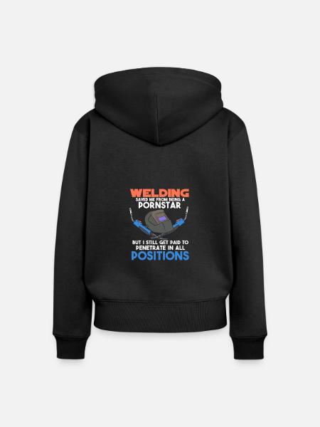 Welding Saved Me - Frauen Premium Bio Zip Hoodie - Schwarz
