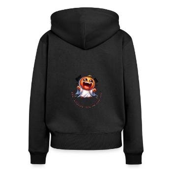 Boo! Laughs are in the air! Laughing Ghost Pumpkin - Women's Premium Organic Zip Hoodie - black - Back - Julia (174cm)