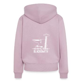 Enclume marteau forgeron - Sweat à capuche zippé Premium bio Femme - rose poudré - Dos - Julia (174cm)
