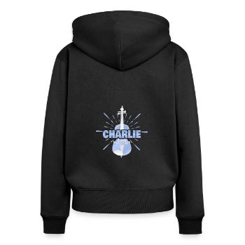 Charlie als Vorname - Frauen Premium Bio Zip Hoodie - Schwarz - Hinten - Julia (174cm)