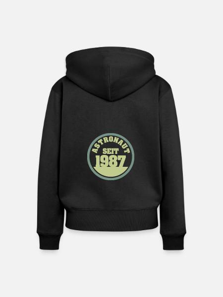 1987 - Frauen Premium Bio Zip Hoodie - Schwarz
