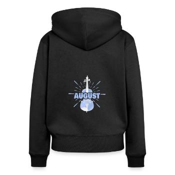 Prénom Août - Sweat à capuche zippé Premium bio Femme - noir - Dos - Julia (174cm)