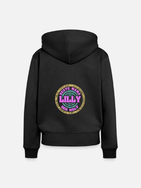 Mutter Lilly - Frauen Premium Bio Zip Hoodie - Schwarz