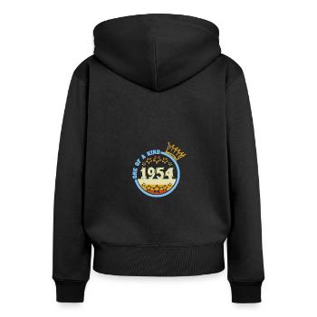 1954 - Frauen Premium Bio Zip Hoodie - Schwarz - Hinten - Julia (174cm)