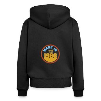 Witzig 1986 - Sweat à capuche zippé Premium bio Femme - noir - Dos - Julia (174cm)
