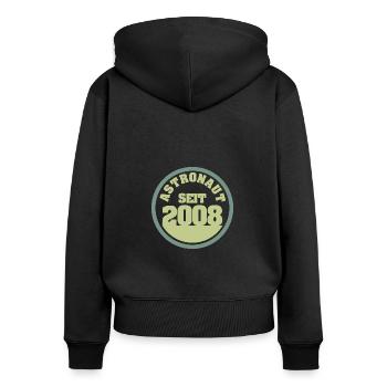 2008 - Frauen Premium Bio Zip Hoodie - Schwarz - Hinten - Julia (174cm)