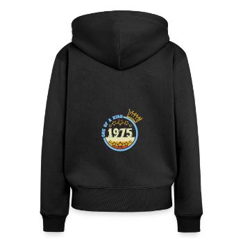 Jahr 1975 - Frauen Premium Bio Zip Hoodie - Schwarz - Hinten - Julia (174cm)