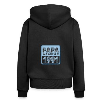 seit 1991 - Frauen Premium Bio Zip Hoodie - Schwarz - Hinten - Julia (174cm)