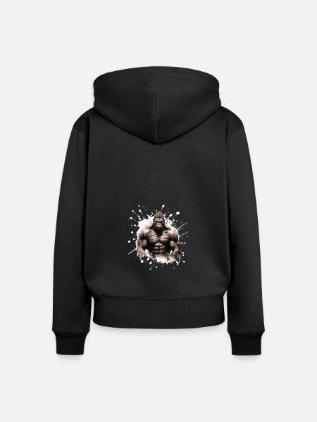 Gorilla Bodybuilding Beast - Frauen Premium Bio Zip Hoodie - Schwarz