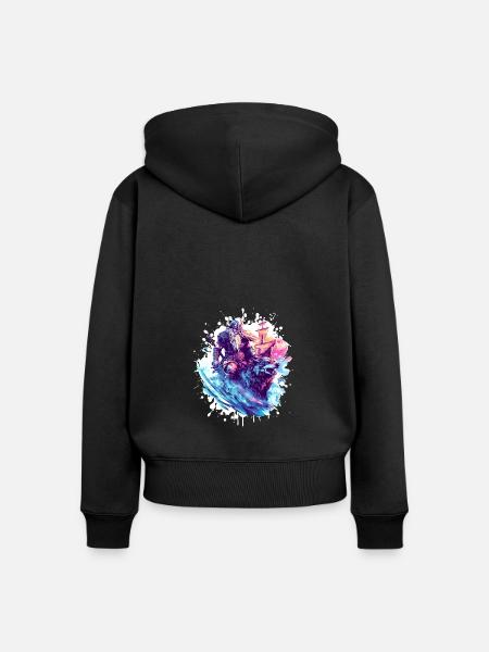 Wikinger Wolf Krieger Valhalla - Frauen Premium Bio Zip Hoodie - Schwarz