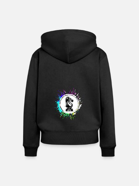 Pferd Schachfigur - Frauen Premium Bio Zip Hoodie - Schwarz