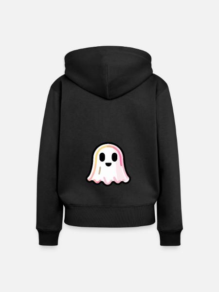 Geist Halloween Witzig Süß - Frauen Premium Bio Zip Hoodie - Schwarz