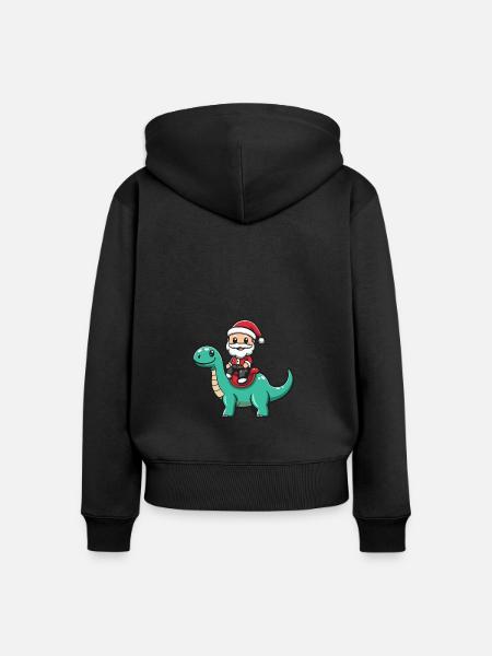 Dinosaurier brontosaurus Weihnachtsmann - Frauen Premium Bio Zip Hoodie - Schwarz