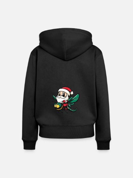 Libelle Weihnachtsmann - Frauen Premium Bio Zip Hoodie - Schwarz