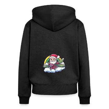 Libelle Weihnachtsmann Regenbogen - Frauen Premium Bio Zip Hoodie - Schwarz - Hinten - Julia (174cm)