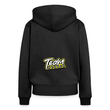 Team Mitglied - Frauen Premium Bio Zip Hoodie - Schwarz - Hinten - Julia (174cm)