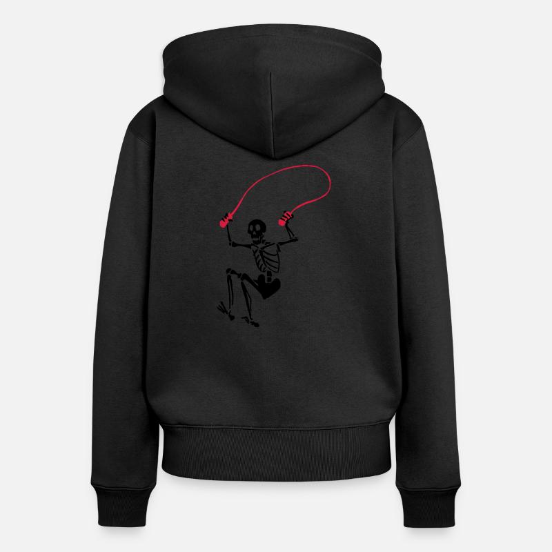 Squelette saute à la corde - Sweat à capuche zippé Premium bio Femme - noir