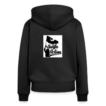 antifa - Women's Premium Organic Zip Hoodie - black - Back - Julia (174cm)