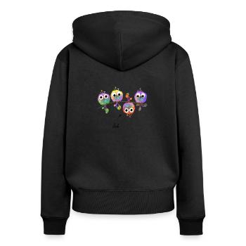 Moineaux sur branche oiseau oiseaux volée d'oiseaux - Sweat à capuche zippé Premium bio Femme - noir - Dos - Julia (174cm)