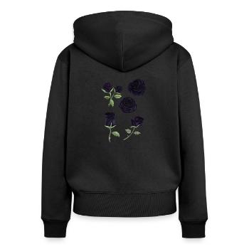 Black Roses - Watercolor - Frauen Premium Bio Zip Hoodie - Schwarz - Hinten - Julia (174cm)