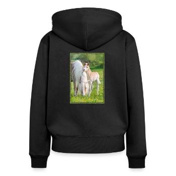 Chevaux Haflinger poulain mignon avec jument - Sweat à capuche zippé Premium bio Femme - noir - Dos - Julia (174cm)