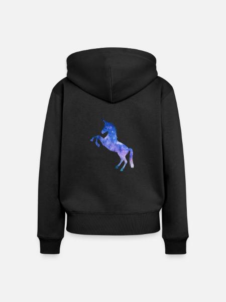 Galaxy Space Einhorn - Frauen Premium Bio Zip Hoodie - Schwarz