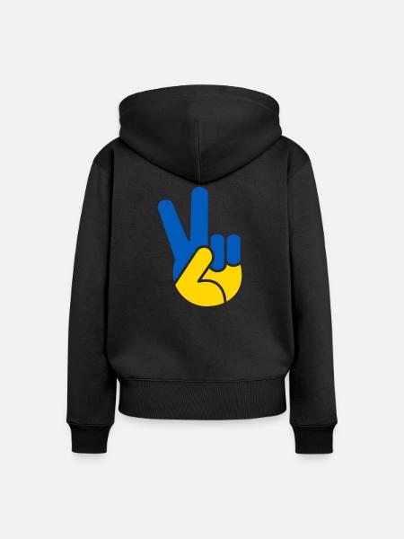Ukraine Peace Hand Zeichen - Frauen Premium Bio Zip Hoodie - Schwarz