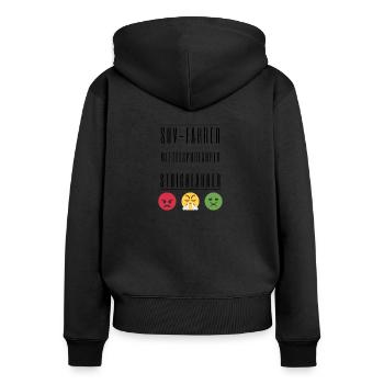 SUV-Fahrer Mittelspurfahrer Strichfahrer - Chaos! - Frauen Premium Bio Zip Hoodie - Schwarz - Hinten - Julia (174cm)