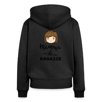 Maman de fille Mère Filles Fête des mères - Sweat à capuche zippé Premium bio Femme - noir - Dos - Julia (174cm)