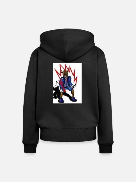 jumping bull - Frauen Premium Bio Zip Hoodie - Schwarz