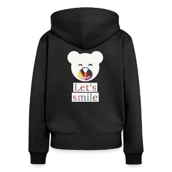 Smiling Bear, Let's Smile, Funny - Women's Premium Organic Zip Hoodie - black - Back - Julia (174cm)