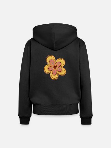 Gelbe Blume - Frauen Premium Bio Zip Hoodie - Schwarz