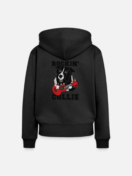 Rockin' Collie - Frauen Premium Bio Zip Hoodie - Schwarz