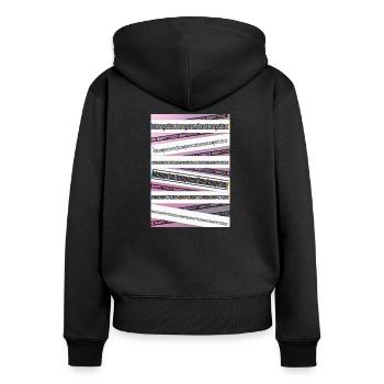 INKOMPETENZKOMPENSATIONSKOMPETENZ - Frauen Premium Bio Zip Hoodie - Schwarz - Hinten - Julia (174cm)