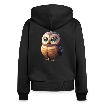 cuty owl - Frauen Premium Bio Zip Hoodie - Schwarz - Hinten - Julia (174cm)