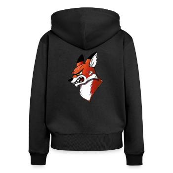 Angry Fox - Frauen Premium Bio Zip Hoodie - Schwarz - Hinten - Julia (174cm)