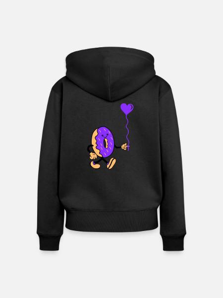 donut comic herz - Frauen Premium Bio Zip Hoodie - Schwarz
