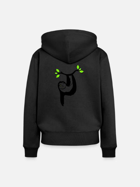 faultier 02 - Frauen Premium Bio Zip Hoodie - Schwarz