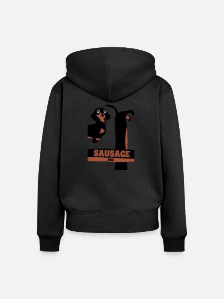 Mega Wurst Hund - Frauen Premium Bio Zip Hoodie - Schwarz