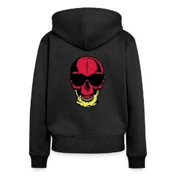 tete de mort crane halloween dessin lune - Sweat à capuche zippé Premium bio Femme - noir - Dos - Julia (174cm)