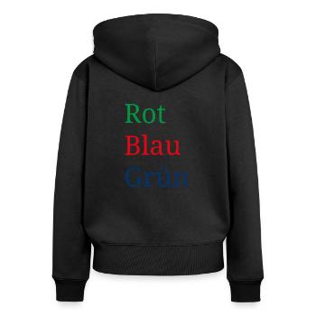 Optische Täuschung Illusion - Frauen Premium Bio Zip Hoodie - Schwarz - Hinten - Julia (174cm)