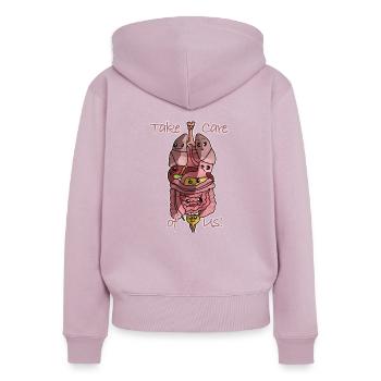 Anatomie Organe - Frauen Premium Bio Zip Hoodie - Altrosa - Hinten - Julia (174cm)