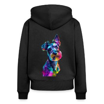 Zwergschnauzer - Frauen Premium Bio Zip Hoodie - Schwarz - Hinten - Julia (174cm)