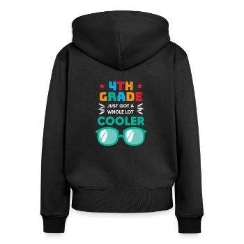 La 4e année est devenue beaucoup plus cool. - Sweat à capuche zippé Premium bio Femme - noir - Dos - Julia (174cm)