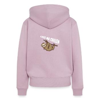 Chillen - Frauen Premium Bio Zip Hoodie - Altrosa - Hinten - Julia (174cm)