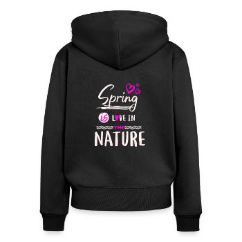 Le printemps, c’est l’amour dans la nature - Sweat à capuche zippé Premium bio Femme - noir - Dos - Julia (174cm)