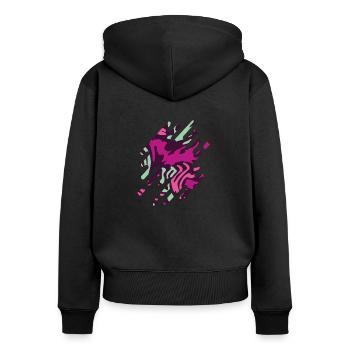 Stain camouflage motif purple - Women's Premium Organic Zip Hoodie - black - Back - Julia (174cm)