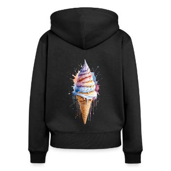 A Scoop of Summer - Watercolor Cream Cone - Women's Premium Organic Zip Hoodie - black - Back - Julia (174cm)