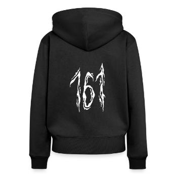 161 - Frauen Premium Bio Zip Hoodie - Schwarz - Hinten - Julia (174cm)
