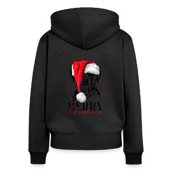 Santa Boxer Merry Christmas Hunde Hund Wilsigns - Frauen Premium Bio Zip Hoodie - Schwarz - Hinten - Julia (174cm)